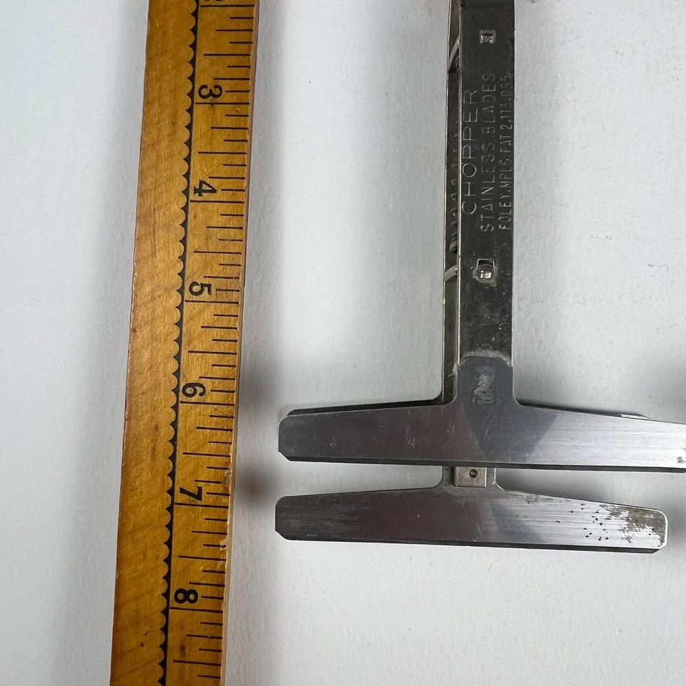 Foley Food Chopper Set 2 Kitchen Tool Wood Handle Stainless Steel Vintage 7.75